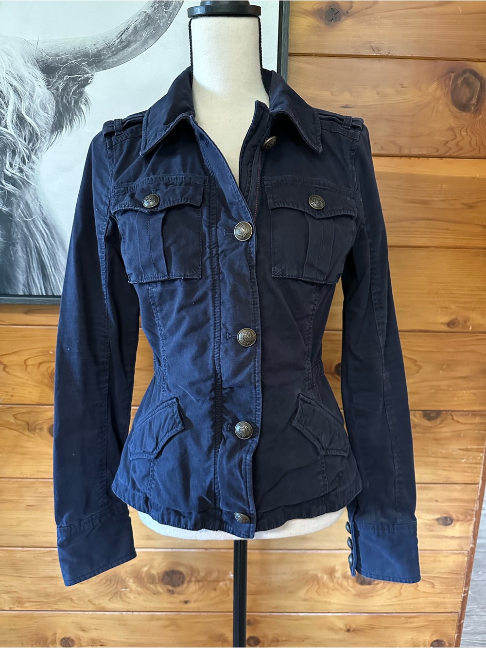 Abercrombie & Fitch Navy Button-Front Women's Utility Jacket